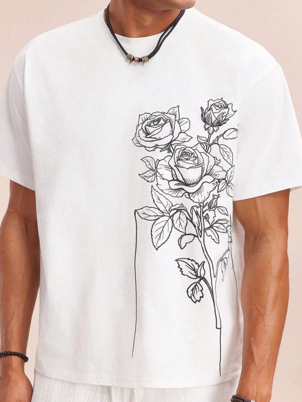 Camiseta con Estampado Floral Para Hombre